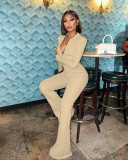 Fashion Pit Zip Solid Color Jumpsuit