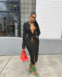 Fashion Pit Strip Flare Sleeve Dress