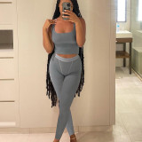 Fashion Sleeveless Crop Top Slim Fit Sports Yoga Set  S155136A