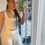 Fashion Sleeveless Crop Top Slim Fit Sports Yoga Set  S155136A