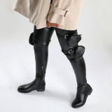Round Toe Low Heel Over Knee Boots  Y2110135