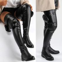 Round Toe Low Heel Over Knee Boots  Y2110135