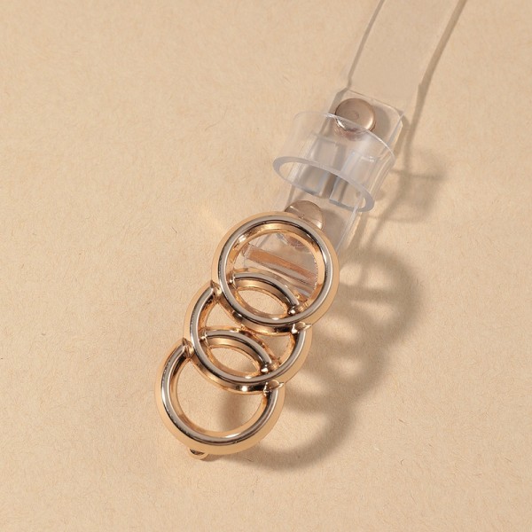 Fashion Transparent Three Circle Buckle Casual Belt  LX641509043560