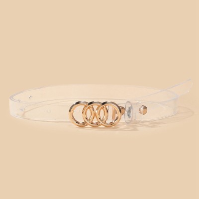 Fashion Transparent Three Circle Buckle Casual Belt  LX641509043560