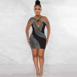 Fashion sexy nightclub hot drill hollow skirt dress