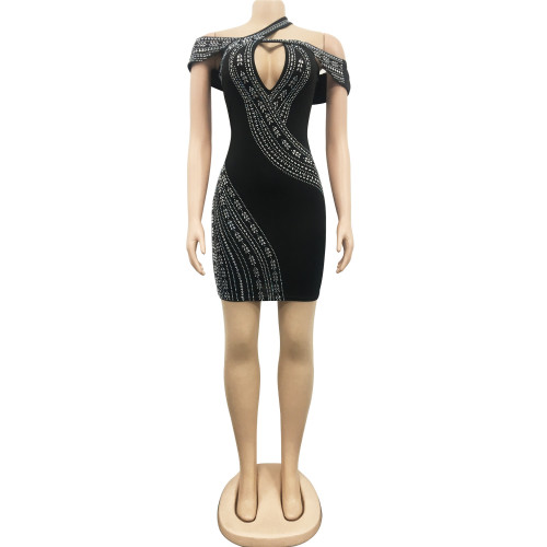 Fashion sexy nightclub hot drill hollow skirt dress