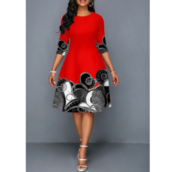 street print plus size dress