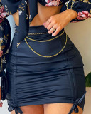 One-Shoulder Tie Top Gathered Skirt Set