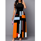 Elegant Print Sleeveless Maxi Dress