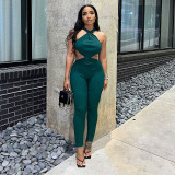New suit sexy halter neck T-shirt high waist hip trousers suit