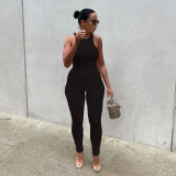 Fashion women's autumn new solid color round neck sleeveless vest trousers sports casual suit