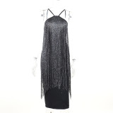Tassel gas halter dress dress sexy temperament commuter long skirt
