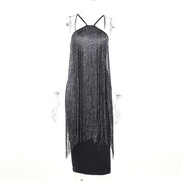 Tassel gas halter dress dress sexy temperament commuter long skirt