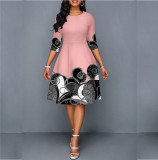 street print plus size dress