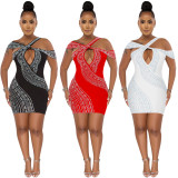 Fashion sexy nightclub hot drill hollow skirt dress