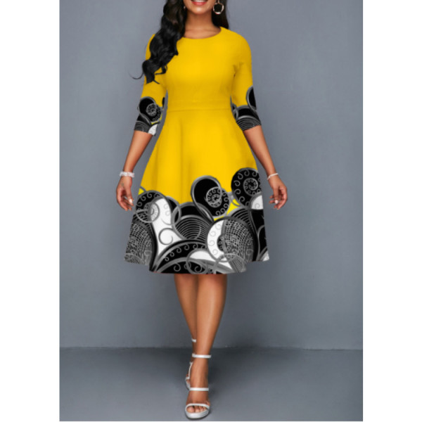 street print plus size dress