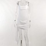 kink suspender dress European and American women's autumn white sexy backless short skirt
