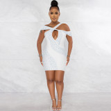 Fashion sexy nightclub hot drill hollow skirt dress