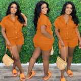 Casual Shirt Collar Refreshing Jumpsuit