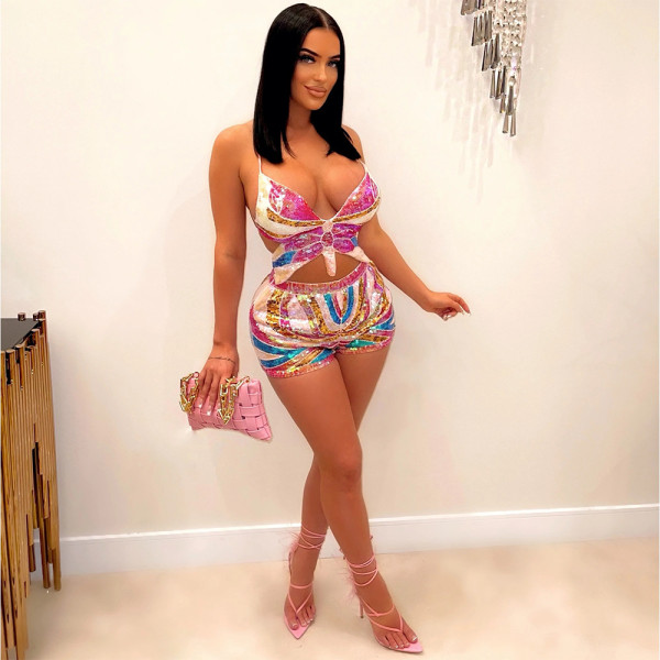 Sexy camisole and super shorts two-piece women's set