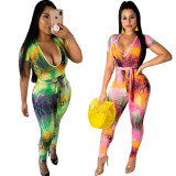 Sexy U-Neck Snake Print Bodysuit