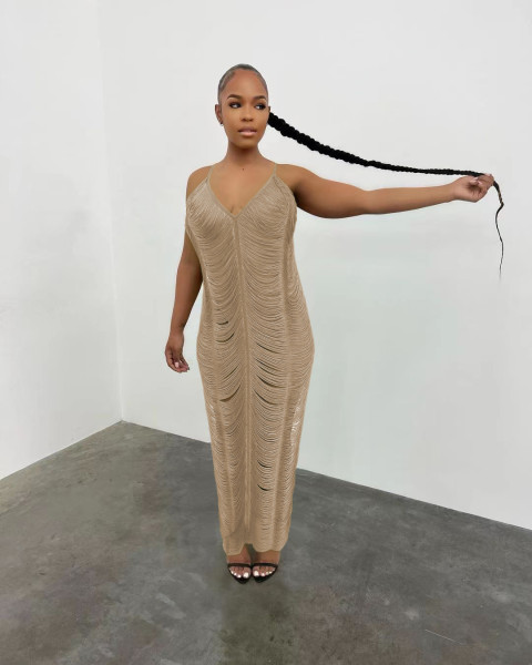 Sling Knit Sleeveless Cutout V-Neck Dress