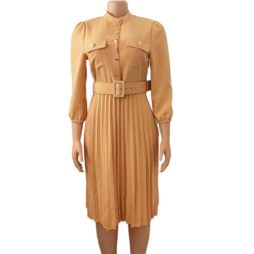 solid color pleated plus size skirt