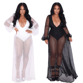 Women's Mesh Jumpsuit Sexy V-Neck Swimsuit Jumpsuit Beach Sunscreen
