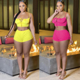 Stitching solid color small suspenders straps sexy fashion pants suit