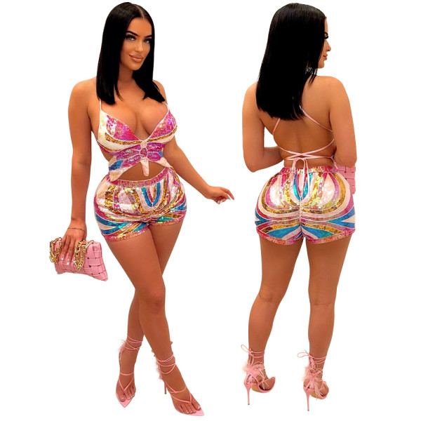 Sexy camisole and super shorts two-piece women's set