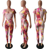 Sexy U-Neck Snake Print Bodysuit