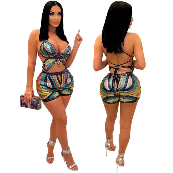 Sexy camisole and super shorts two-piece women's set
