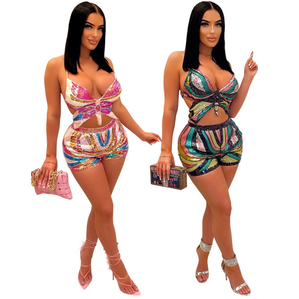 Sexy camisole and super shorts two-piece women's set