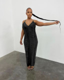 Sling Knit Sleeveless Cutout V-Neck Dress