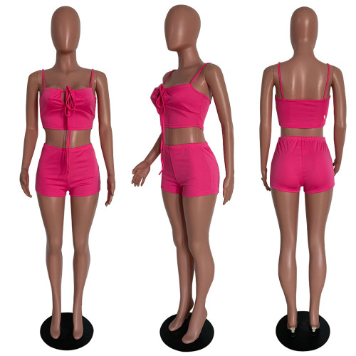 Stitching solid color small suspenders straps sexy fashion pants suit