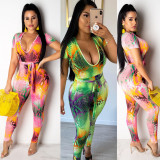 Sexy U-Neck Snake Print Bodysuit