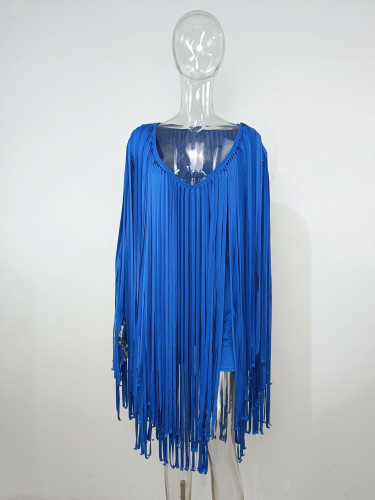 Women's Dresses Fall Fashion V Neck Long Sleeve Party Dresses Fringe Skirts