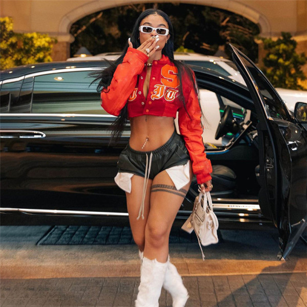 Sexy cropped round neck loose cropped jacket