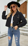 Short Ladies Jacket Corduroy Lapel Shirt Jacket