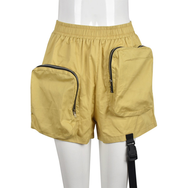 Multi-Zip Style Pocket Elastic Waist Lounge Shorts