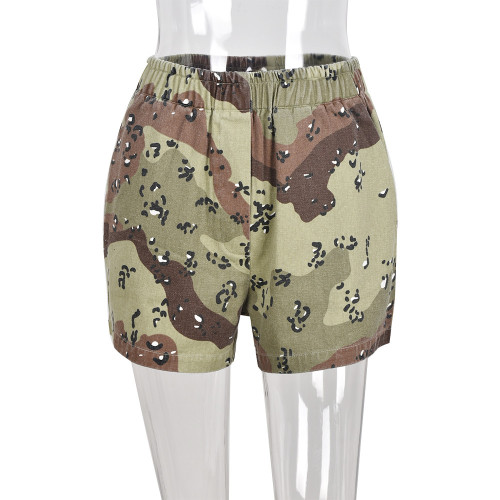 Sexy Slim Fit Panel Washed Camouflage Pants