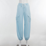 Corset Tie Rope Cargo Pants Fashion Casual Women's Loose Straight High Waist Large Size Casual Pants