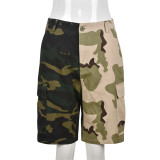 Sexy Loose Camouflage Personality Contrast Color Casual Shorts