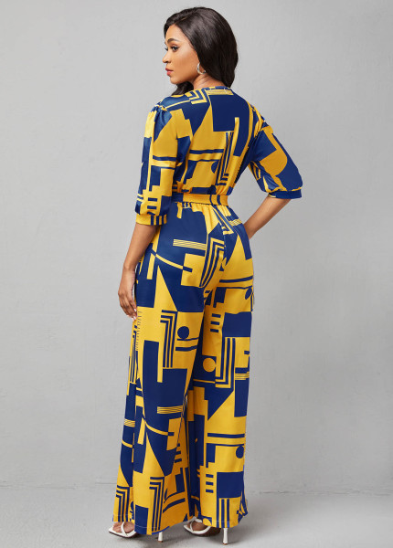Sexy Fashion Digital Print V-Neck Women's Jumpsuit