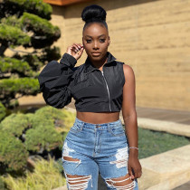 Women's Short Zip Single Sleeve Jacket