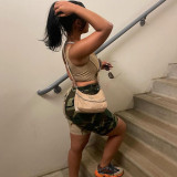 Sexy Loose Camouflage Personality Contrast Color Casual Shorts