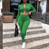 Fashion Casual Suit Double Open Zipper Pants Set