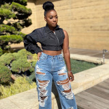 Women's Short Zip Single Sleeve Jacket