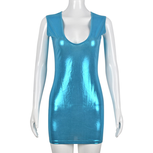 Women's Sexy Slim Pack Hip Deep V Fluorescent Dress