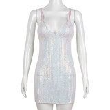 Women's Sexy Slim Fit Backless Sequin Slip Dress